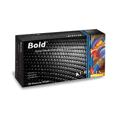 BOLD Nitrile Gloves Black (Large) (Non Latex)  Exam, Powder Free, Micro Textured (5.0 mil Thickness) (100 Gloves/Box)