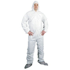 Advantage MPC Disposable Coveralls, White, Elastic w/ Attached Hoods & Boots, 4X-Large - APP0190-4X-W-MPC