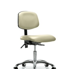 Vinyl Chair Chrome - Desk Height with Casters in Adobe White Trailblazer Vinyl - VDHCH-CR-T0-A0-CC-8501