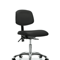 Vinyl Chair Chrome - Desk Height with Casters in Black Trailblazer Vinyl - VDHCH-CR-T0-A0-CC-8540