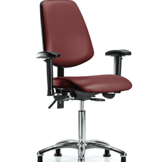 Vinyl Chair Chrome - Medium Bench Height with Medium Back, Seat Tilt, Adjustable Arms, & Stationary Glides in Borscht Supernova Vinyl - VMBCH-MB-CR-T1-A1-NF-RG-8815
