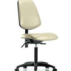Vinyl Chair - Medium Bench Height with Medium Back & Casters in Adobe White Trailblazer Vinyl - VMBCH-MB-RG-T0-A0-NF-RC-8501