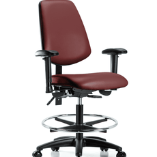 Vinyl Chair - Medium Bench Height with Medium Back, Adjustable Arms, Chrome Foot Ring, & Casters in Borscht Supernova Vinyl - VMBCH-MB-RG-T0-A1-CF-RC-8815