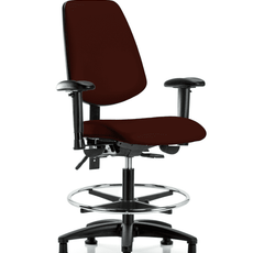 Vinyl Chair - Medium Bench Height with Medium Back, Adjustable Arms, Chrome Foot Ring, & Stationary Glides in Burgundy Trailblazer Vinyl - VMBCH-MB-RG-T0-A1-CF-RG-8569