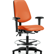 Vinyl Chair - Medium Bench Height with Medium Back, Adjustable Arms, Chrome Foot Ring, & Stationary Glides in Orange Kist Trailblazer Vinyl - VMBCH-MB-RG-T0-A1-CF-RG-8613