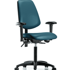 Vinyl Chair - Medium Bench Height with Medium Back, Adjustable Arms, & Casters in Marine Blue Supernova Vinyl - VMBCH-MB-RG-T0-A1-NF-RC-8801