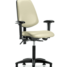 Vinyl Chair - Medium Bench Height with Medium Back, Adjustable Arms, & Stationary Glides in Adobe White Trailblazer Vinyl - VMBCH-MB-RG-T0-A1-NF-RG-8501