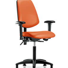 Vinyl Chair - Medium Bench Height with Medium Back, Adjustable Arms, & Stationary Glides in Orange Kist Trailblazer Vinyl - VMBCH-MB-RG-T0-A1-NF-RG-8613