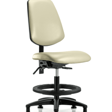 Vinyl Chair - Medium Bench Height with Medium Back, Seat Tilt, Black Foot Ring, & Stationary Glides in Adobe White Trailblazer Vinyl - VMBCH-MB-RG-T1-A0-BF-RG-8501