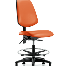 Vinyl Chair - Medium Bench Height with Medium Back, Seat Tilt, Chrome Foot Ring, & Stationary Glides in Orange Kist Trailblazer Vinyl - VMBCH-MB-RG-T1-A0-CF-RG-8613