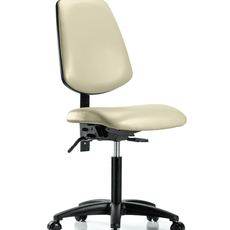 Vinyl Chair - Medium Bench Height with Medium Back, Seat Tilt, & Casters in Adobe White Trailblazer Vinyl - VMBCH-MB-RG-T1-A0-NF-RC-8501