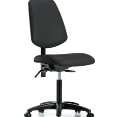 Vinyl Chair - Medium Bench Height with Medium Back, Seat Tilt, & Casters in Black Trailblazer Vinyl - VMBCH-MB-RG-T1-A0-NF-RC-8540