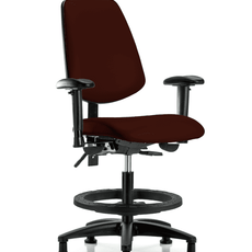 Vinyl Chair - Medium Bench Height with Medium Back, Seat Tilt, Adjustable Arms, Black Foot Ring, & Stationary Glides in Burgundy Trailblazer Vinyl - VMBCH-MB-RG-T1-A1-BF-RG-8569