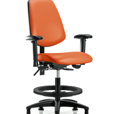Vinyl Chair - Medium Bench Height with Medium Back, Seat Tilt, Adjustable Arms, Black Foot Ring, & Stationary Glides in Orange Kist Trailblazer Vinyl - VMBCH-MB-RG-T1-A1-BF-RG-8613