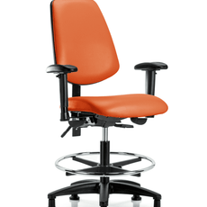 Vinyl Chair - Medium Bench Height with Medium Back, Seat Tilt, Adjustable Arms, Chrome Foot Ring, & Stationary Glides in Orange Kist Trailblazer Vinyl - VMBCH-MB-RG-T1-A1-CF-RG-8613