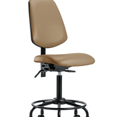 Vinyl Chair - Medium Bench Height with Round Tube Base, Medium Back, & Casters in Taupe Trailblazer Vinyl - VMBCH-MB-RT-T0-A0-RC-8584