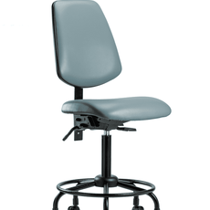 Vinyl Chair - Medium Bench Height with Round Tube Base, Medium Back, & Casters in Storm Supernova Vinyl - VMBCH-MB-RT-T0-A0-RC-8822