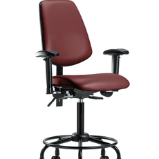 Vinyl Chair - Medium Bench Height with Round Tube Base, Medium Back, Adjustable Arms, & Casters in Borscht Supernova Vinyl - VMBCH-MB-RT-T0-A1-RC-8815