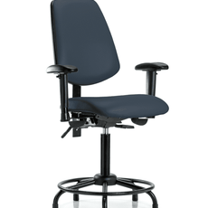Vinyl Chair - Medium Bench Height with Round Tube Base, Medium Back, Adjustable Arms, & Stationary Glides in Imperial Blue Trailblazer Vinyl - VMBCH-MB-RT-T0-A1-RG-8582