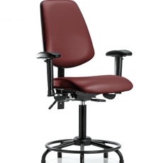 Vinyl Chair - Medium Bench Height with Round Tube Base, Medium Back, Adjustable Arms, & Stationary Glides in Borscht Supernova Vinyl - VMBCH-MB-RT-T0-A1-RG-8815