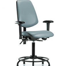 Vinyl Chair - Medium Bench Height with Round Tube Base, Medium Back, Adjustable Arms, & Stationary Glides in Storm Supernova Vinyl - VMBCH-MB-RT-T0-A1-RG-8822