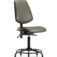 Vinyl Chair - Medium Bench Height with Round Tube Base, Medium Back, Seat Tilt, & Stationary Glides in Taupe Supernova Vinyl - VMBCH-MB-RT-T1-A0-RG-8809