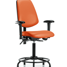 Vinyl Chair - Medium Bench Height with Round Tube Base, Medium Back, Seat Tilt, Adjustable Arms, & Stationary Glides in Orange Kist Trailblazer Vinyl - VMBCH-MB-RT-T1-A1-RG-8613