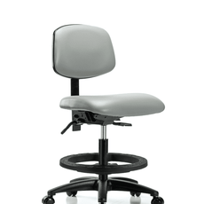 Vinyl Chair - Medium Bench Height with Black Foot Ring & Casters in Dove Trailblazer Vinyl - VMBCH-RG-T0-A0-BF-RC-8567