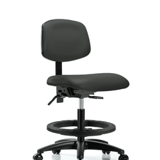 Vinyl Chair - Medium Bench Height with Black Foot Ring & Casters in Charcoal Trailblazer Vinyl - VMBCH-RG-T0-A0-BF-RC-8605