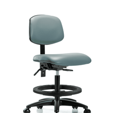 Vinyl Chair - Medium Bench Height with Black Foot Ring & Casters in Storm Supernova Vinyl - VMBCH-RG-T0-A0-BF-RC-8822