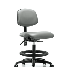 Vinyl Chair - Medium Bench Height with Black Foot Ring & Casters in Sterling Supernova Vinyl - VMBCH-RG-T0-A0-BF-RC-8840