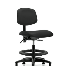 Vinyl Chair - Medium Bench Height with Black Foot Ring & Stationary Glides in Black Trailblazer Vinyl - VMBCH-RG-T0-A0-BF-RG-8540