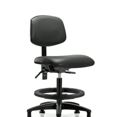 Vinyl Chair - Medium Bench Height with Black Foot Ring & Stationary Glides in Carbon Supernova Vinyl - VMBCH-RG-T0-A0-BF-RG-8823