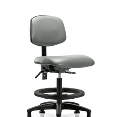 Vinyl Chair - Medium Bench Height with Black Foot Ring & Stationary Glides in Sterling Supernova Vinyl - VMBCH-RG-T0-A0-BF-RG-8840