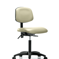 Vinyl Chair - Medium Bench Height with Casters in Adobe White Trailblazer Vinyl - VMBCH-RG-T0-A0-NF-RC-8501
