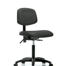 Vinyl Chair - Medium Bench Height with Casters in Charcoal Trailblazer Vinyl - VMBCH-RG-T0-A0-NF-RC-8605