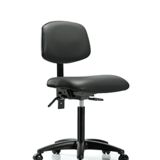 Vinyl Chair - Medium Bench Height with Casters in Carbon Supernova Vinyl - VMBCH-RG-T0-A0-NF-RC-8823
