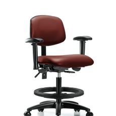 Vinyl Chair - Medium Bench Height with Adjustable Arms, Black Foot Ring, & Casters in Borscht Supernova Vinyl - VMBCH-RG-T0-A1-BF-RC-8815
