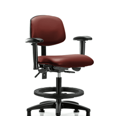 Vinyl Chair - Medium Bench Height with Adjustable Arms, Black Foot Ring, & Stationary Glides in Borscht Supernova Vinyl - VMBCH-RG-T0-A1-BF-RG-8815