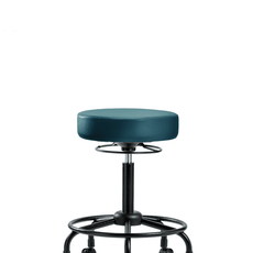 Vinyl Stool without Back - Medium Bench Height with Round Tube Base & Casters in Marine Blue Supernova Vinyl - VMBSO-RT-RC-8801