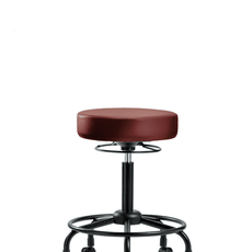Vinyl Stool without Back - Medium Bench Height with Round Tube Base & Casters in Taupe Supernova Vinyl - VMBSO-RT-RC-8815