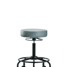 Vinyl Stool without Back - Medium Bench Height with Round Tube Base & Casters in Storm Supernova Vinyl - VMBSO-RT-RC-8822