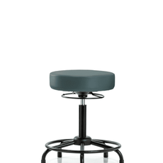 Vinyl Stool without Back - Medium Bench Height with Round Tube Base & Stationary Glides in Colonial Blue Trailblazer Vinyl - VMBSO-RT-RG-8546