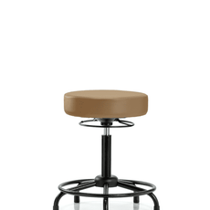 Vinyl Stool without Back - Medium Bench Height with Round Tube Base & Stationary Glides in Taupe Trailblazer Vinyl - VMBSO-RT-RG-8584