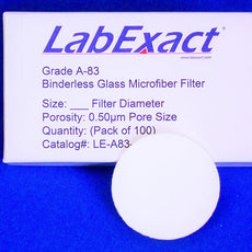 NanoGF™  Binderless Grade A-83 glass fiber filter media, 0.5micron retention, 4.25cm diameter - 100/pk - A83-4250