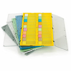 Slide File Folder with Clear Hinged Lids, 20-Place, HIPS/SAN, Yellow, 12/Unit-513029Y