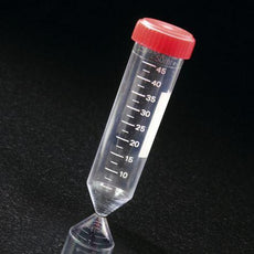 Centrifuge Tube, 50mL, with Attached Red Screw Cap, PS, Printed Graduations, STERILE, 25/Bag, 20 Bags/Unit-6254