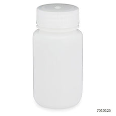 Bottle, Wide Mouth, HDPE Bottle, Attached PP Screw Cap, 125mL, 12/Pack-7010125