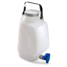 Carboy, Rectangular with Spigot and Handle, HDPE, White PP Screwcap, 5 Liter, Molded Graduations-7310005