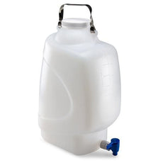 Carboy, Rectangular with Spigot and Handle, PP, White PP Screwcap, 20 Liter, Molded Graduations, Autoclavable-7300020